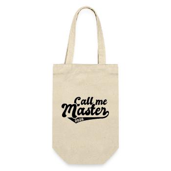 Master Abschluss Promotion Sponsion 2026 - Geschenkbeutel für Flaschen - Natur - Vorne