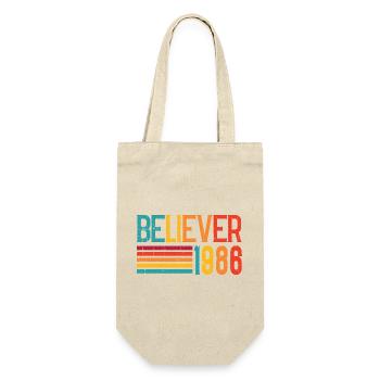 Believe 1986 Regenbogen Retro - Geschenkbeutel für Flaschen - Natur - Vorne