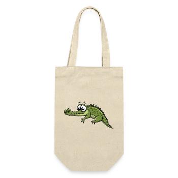 Krokodil mit großen Augen Cartoon - Geschenkbeutel für Flaschen - Natur - Vorne