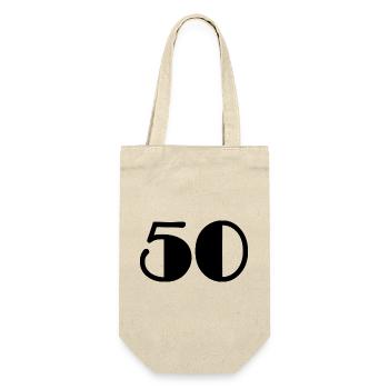 50. 50 JAHRE. 50-JÄHRIGES JUBILÄUM. 50-JÄHRIGES JUBILÄUM. - Geschenkbeutel für Flaschen - Natur - Vorne
