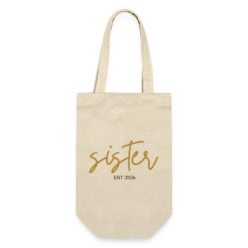sister est 2026 - Geschenkbeutel für Flaschen - Natur - Vorne