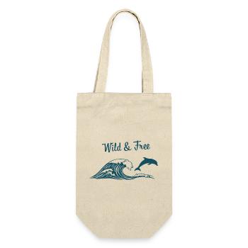 Wild & Free Ocean Wave Dolphin Surf Beach Vibes - Geschenkbeutel für Flaschen - Natur - Vorne