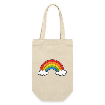 Handgezeichneter Regenbogen - Geschenkbeutel für Flaschen - Natur - Vorne