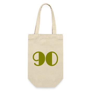 90. 90 JAHRE. 90-JÄHRIGES JUBILÄUM. 90-JÄHRIGES JUBILÄUM. - Geschenkbeutel für Flaschen - Natur - Vorne