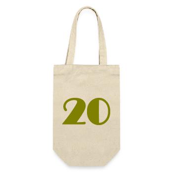 20. 20. JAHRESTAG. 20-JÄHRIGES JUBILÄUM. 20 JAHRE. - Geschenkbeutel für Flaschen - Natur - Vorne