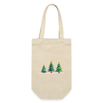 Weihnachtliche Tannen Trio - Geschenkbeutel für Flaschen - Natur - Vorne