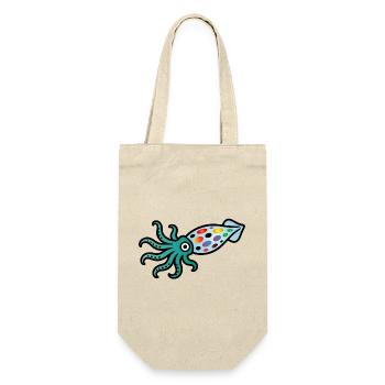 Bunter Tintenfisch | Maritimes Kunstmotiv  - Geschenkbeutel für Flaschen - Natur - Vorne