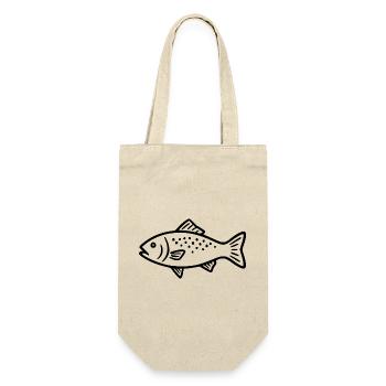 Fisch schwarz angeln Angler Geschenk - Geschenkbeutel für Flaschen - Natur - Vorne