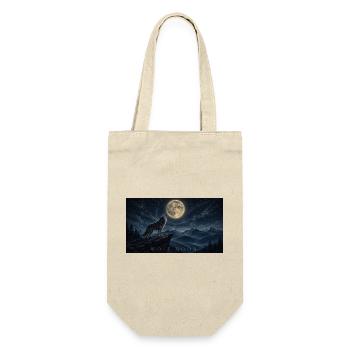 Moonlit Wolf Howl Over Peaks - Gift Bag for Bottles - nature - Front