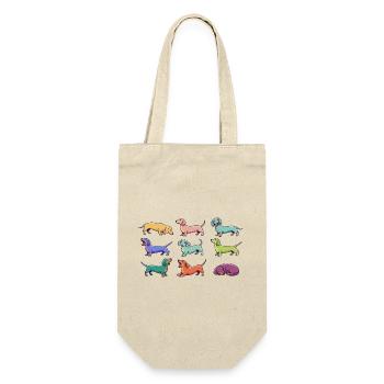 Teckels colorés : Dachshund drôle de chiens de bande dessinée - Sac à bouteille - nature - Devant