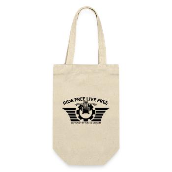 RIDE FREE LIVE FREE - Vintage Motorrad 1969 Biker  - Geschenkbeutel für Flaschen - Natur - Vorne