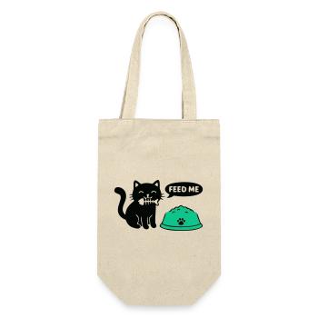 Hungrige Katze Futternapf Grafik - Geschenkbeutel für Flaschen - Natur - Vorne