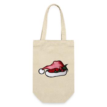 Crimson Lip Weihnachtsmannhut-Kunstwerk - Geschenkbeutel für Flaschen - Natur - Vorne