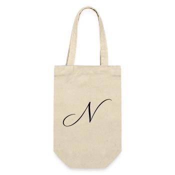 Name mit Anfangsbuchstabe N Nina Noah Nora Nico  - Geschenkbeutel für Flaschen - Natur - Vorne