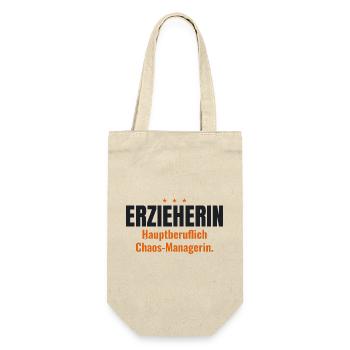 Erzieherin Shirt – Hauptberuflich Chaos-Managerin - Geschenkbeutel für Flaschen - Natur - Vorne