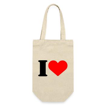 I LOVE - Geschenkbeutel für Flaschen - Natur - Vorne