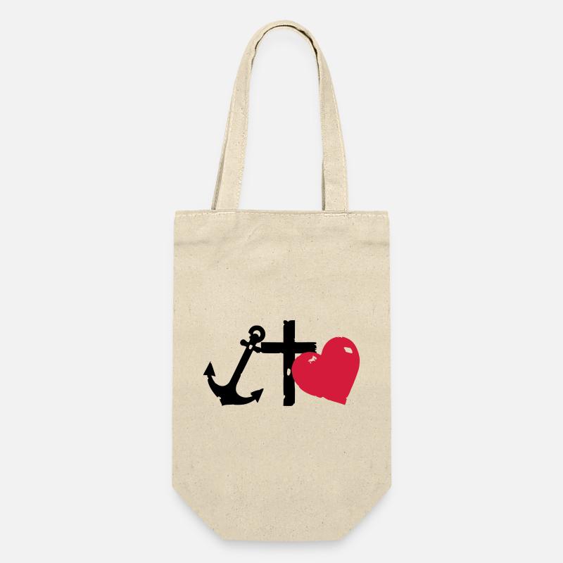 Rote Herzsilhouette glaube-liebe-Hoffnung - Geschenkbeutel für Flaschen - Natur