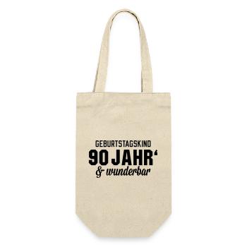 Geburtstagskind 90 wunderbar - Geschenkbeutel für Flaschen - Natur - Vorne