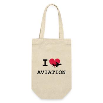 I Love Aviation [Pilot] - Geschenkbeutel für Flaschen - Natur - Vorne