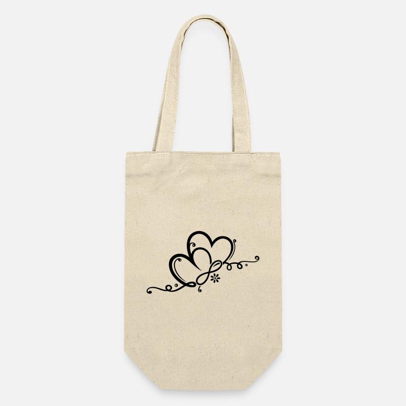 Deux coeurs avec des fleurs et l'infini - Sac à bouteille - nature