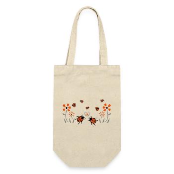 Ladybugs, flowers, happiness - Gift Bag for Bottles - nature - Front