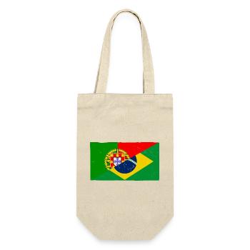 Brasilien und Portugal Vintage Flagge - Geschenkbeutel für Flaschen - Natur - Vorne