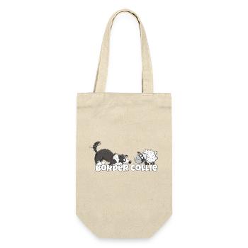 Border Collie Und Schaf I Hütehund Hund Fun - Geschenkbeutel für Flaschen - Natur - Vorne