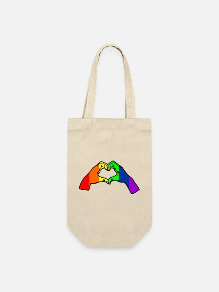Regenbogenhand Liebe - Geschenkbeutel für Flaschen - Natur