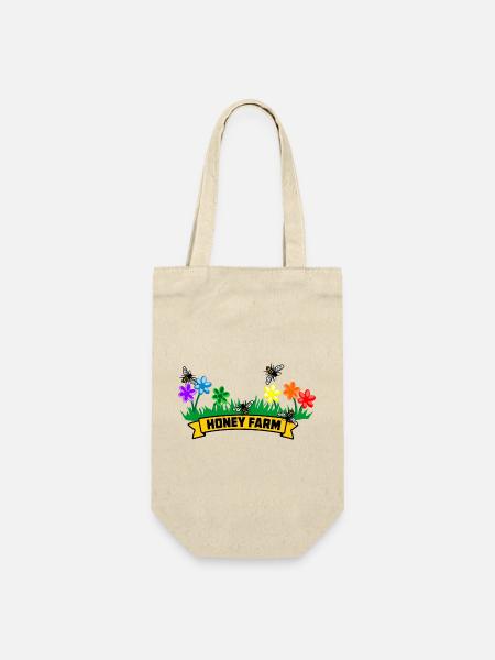 Honigfarm mit bunten Blumen - Geschenkbeutel für Flaschen - Natur