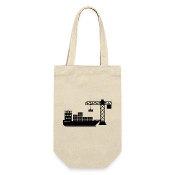 Sea container boat with crane unloading - Gift Bag for Bottles - nature - Front