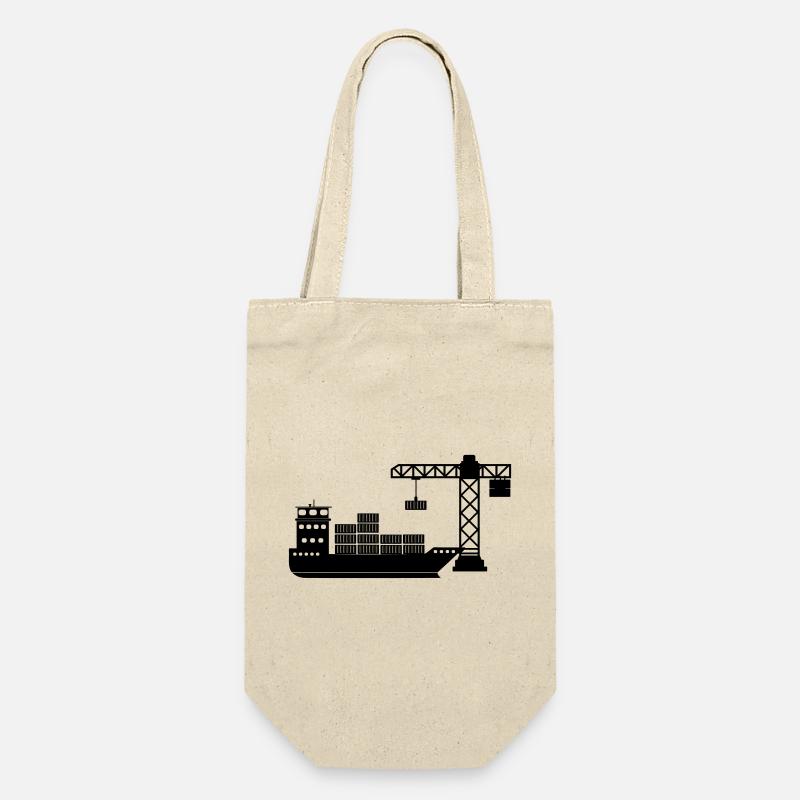 Seecontainerboot mit Kranentladung - Geschenkbeutel für Flaschen - Natur