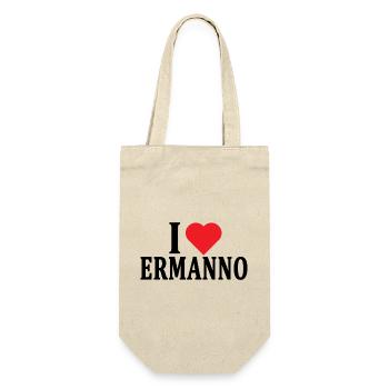 T-Shirt Ich liebe Ermanno T-Shirt Geschenkidee - Geschenkbeutel für Flaschen - Natur - Vorne