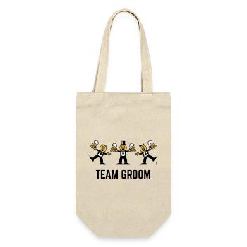 Team Groom (Stag Party, Caricature, Dance, 3C, B) - Gift Bag for Bottles - nature - Front