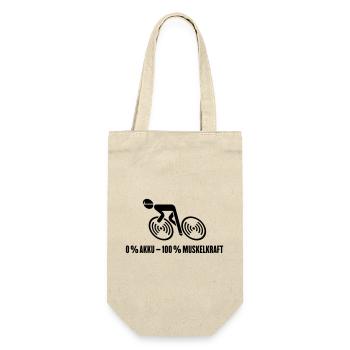 0 % Akku – 100 % Muskelkraft (Fahrrad / Black) - Geschenkbeutel für Flaschen - Natur - Vorne