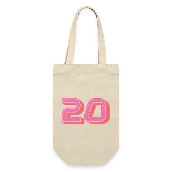20. 20 ANS. 20e ANNIVERSAIRE. ANNIVERSAIRE 20 ANS. - Sac à bouteille - nature - Devant