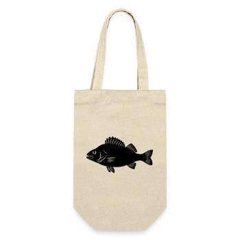Flussbarsch Silhouette Angler Logo - Geschenkbeutel für Flaschen - Natur - Vorne