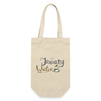 Januar Winterzeit Schneemann - Geschenkbeutel für Flaschen - Natur - Vorne