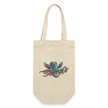 Colorful Steampunk Octopus with Wings Fantasy Creatures - Gift Bag for Bottles - nature - Front