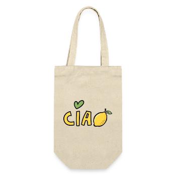 Ciao Zitrone Bella Italia Sizilian Dolce Vita - Geschenkbeutel für Flaschen - Natur - Vorne