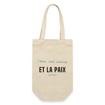 Eau et Paix: Script Bleu et Lettrage Noir - Sac à bouteille - nature - Devant