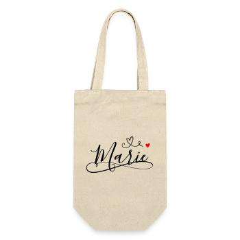 Nom de famille Marie prénom avec décoration en cœur - Sac à bouteille - nature - Devant