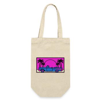 Retro 80er Auto Logo - Geschenkbeutel für Flaschen - Natur - Vorne
