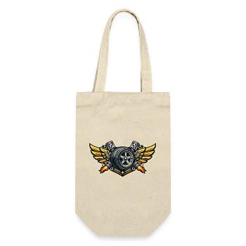 Rennreifen Flügel Emblem - Geschenkbeutel für Flaschen - Natur - Vorne