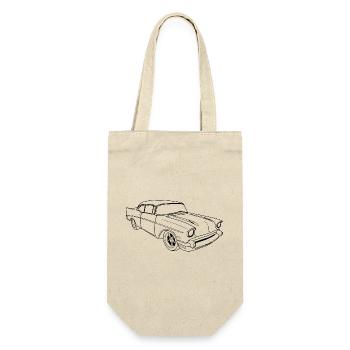 Amerikanischer Oldtimer (Schwarz) - Geschenkbeutel für Flaschen - Natur - Vorne