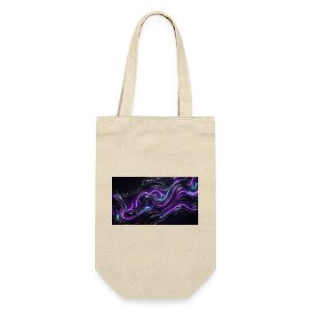 Абстрактные черные волны с неоновыми фиолетовыми и - Sac à bouteille - nature - Devant