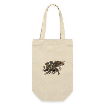 Steampunk bird of prey with turquoise runes - Gift Bag for Bottles - nature - Front