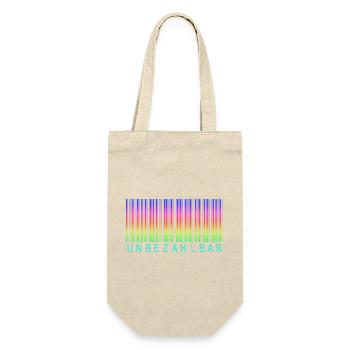 Barcode Regenbogen "UNBEZAHLBAR"  - Geschenkbeutel für Flaschen - Natur - Vorne