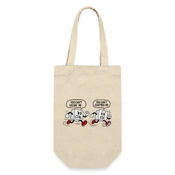 Geek Humor CTRL vs ESC - Geschenkbeutel für Flaschen - Natur - Vorne