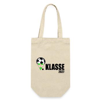 Schulkind 1. Klasse Fußball - Geschenkbeutel für Flaschen - Natur - Vorne