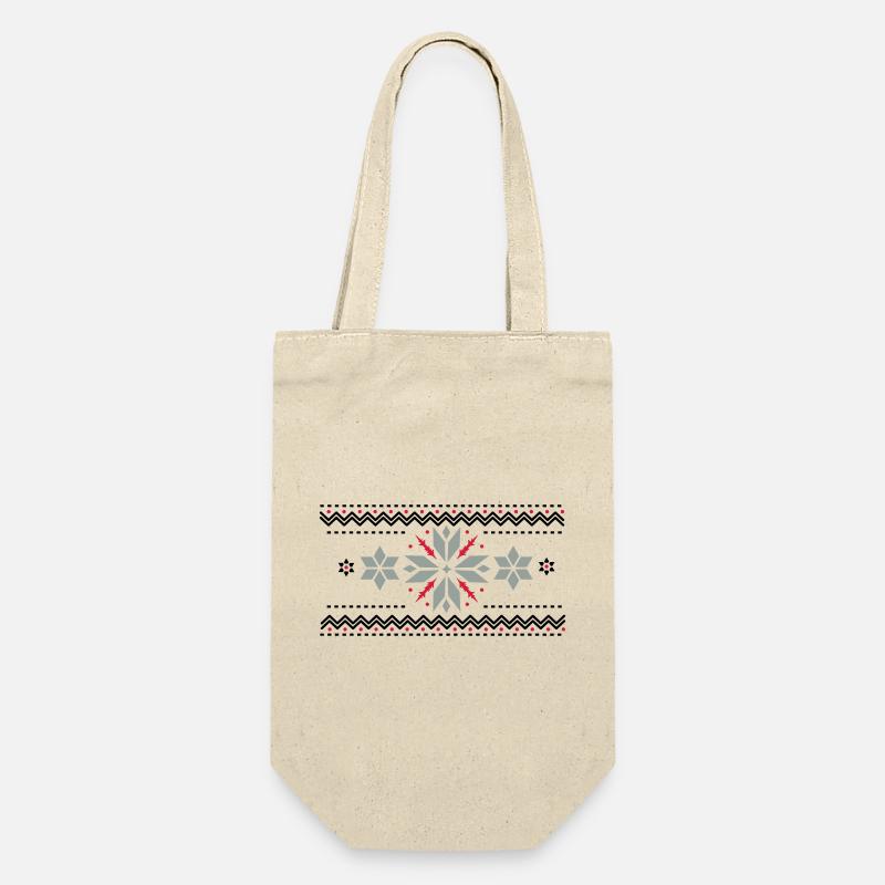 Star pattern in the Norwegian style - Gift Bag for Bottles - nature